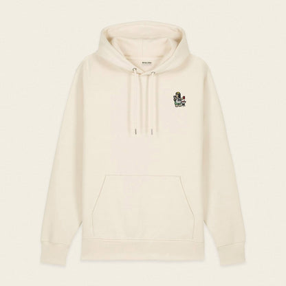 Bio Hoodie - BBQ Bär in Beige - Paw & Pixel Stickdesign