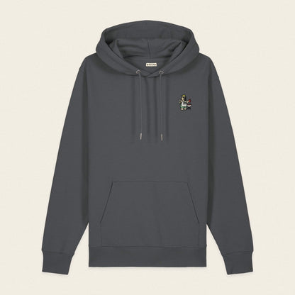 Bio Hoodie - BBQ Bär in Grau - Paw & Pixel Stickdesign
