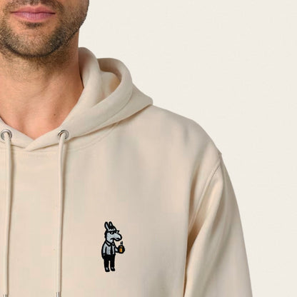 Bio Hoodie - Business Esel in Burgunder - Paw & Pixel Stickdesign