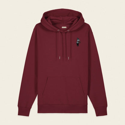 Bio Hoodie - Business Esel in Burgunder - Paw & Pixel Stickdesign