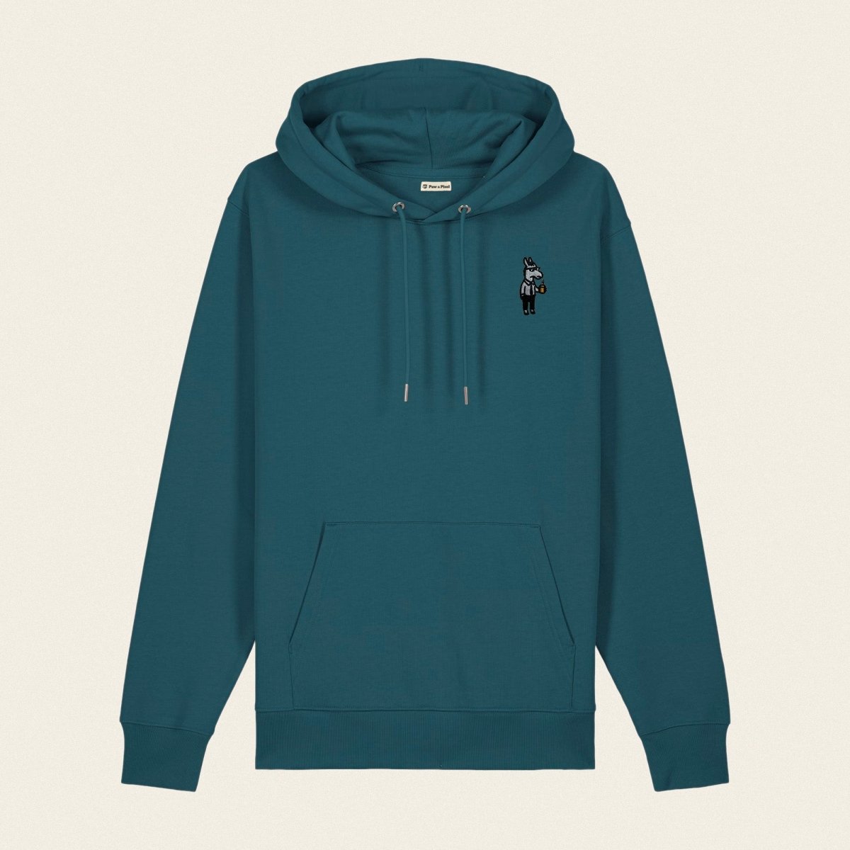 Bio Hoodie - Business Esel in Petrol - Paw & Pixel Stickdesign