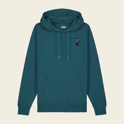 Bio Hoodie - Business Esel in Petrol - Paw & Pixel Stickdesign