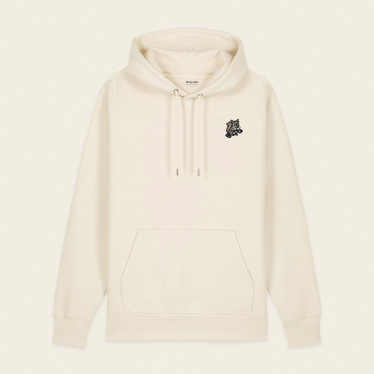 Bio Hoodie - Coffee Junkie in Beige - Paw & Pixel Stickdesign