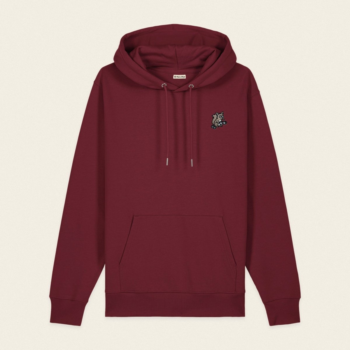 Bio Hoodie - Coffee Junkie in Burgunder - Paw & Pixel Stickdesign