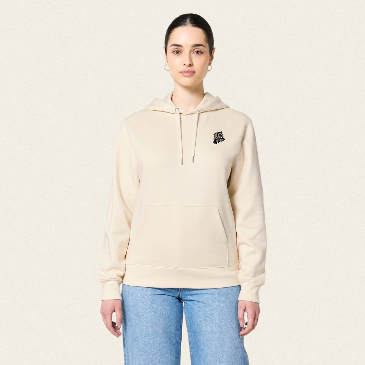 Bio Hoodie - Coffee Junkie in Burgunder - Paw & Pixel Stickdesign