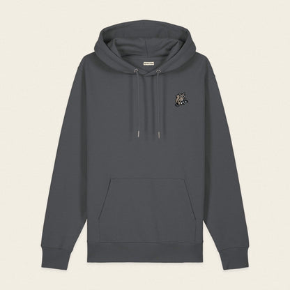 Bio Hoodie - Coffee Junkie in Grau - Paw & Pixel Stickdesign