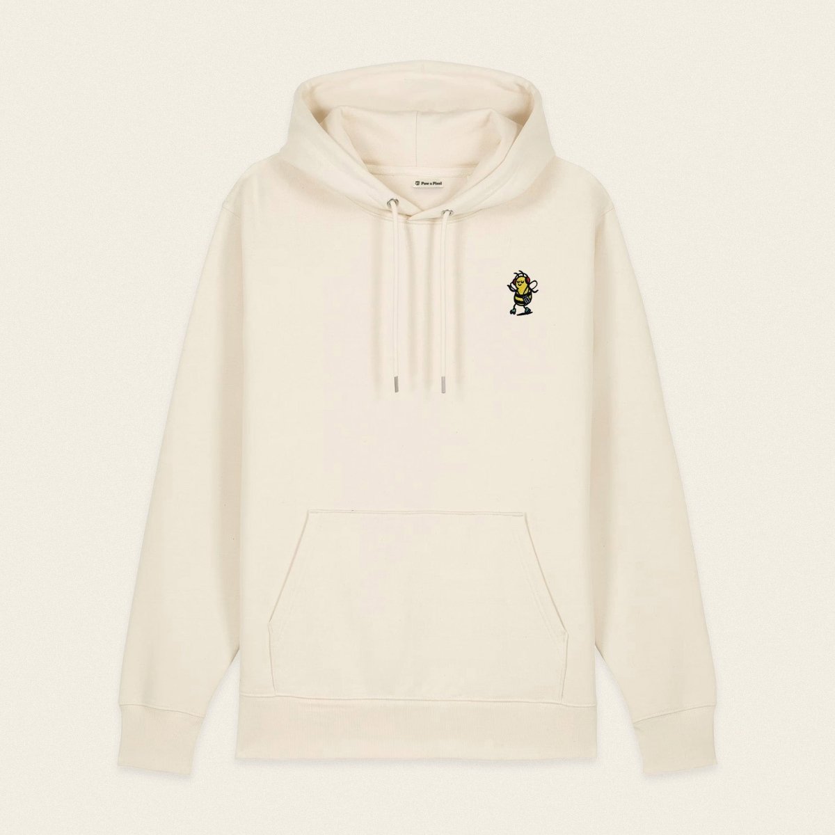 Bio Hoodie - Groovy Bee in Beige - Paw & Pixel Stickdesign