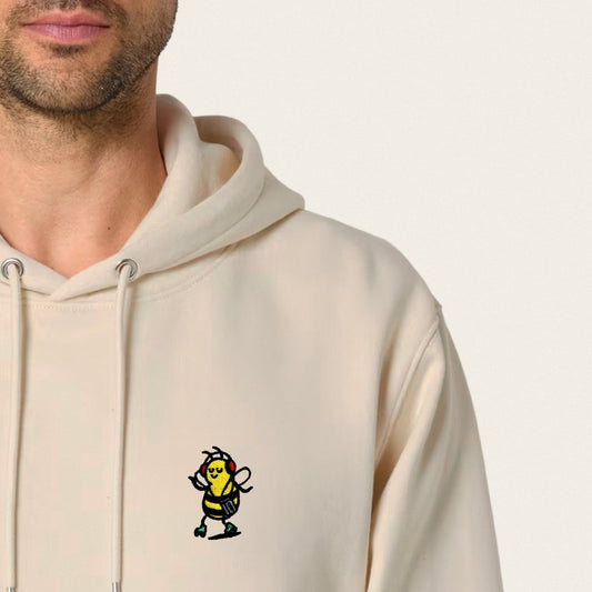 Bio Hoodie - Groovy Bee in Burgunder - Paw & Pixel Stickdesign