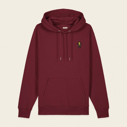 Bio Hoodie - Groovy Bee in Burgunder - Paw & Pixel Stickdesign