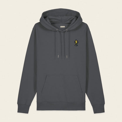 Bio Hoodie - Groovy Bee in Grau - Paw & Pixel Stickdesign