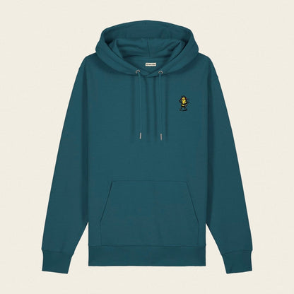 Bio Hoodie - Groovy Bee in Petrol - Paw & Pixel Stickdesign