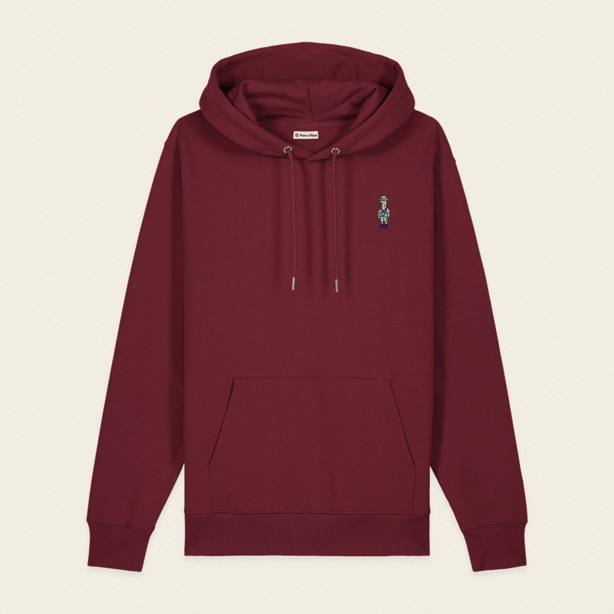 Bio Hoodie - Llama on Tour in Burgunder - Paw & Pixel Stickdesign