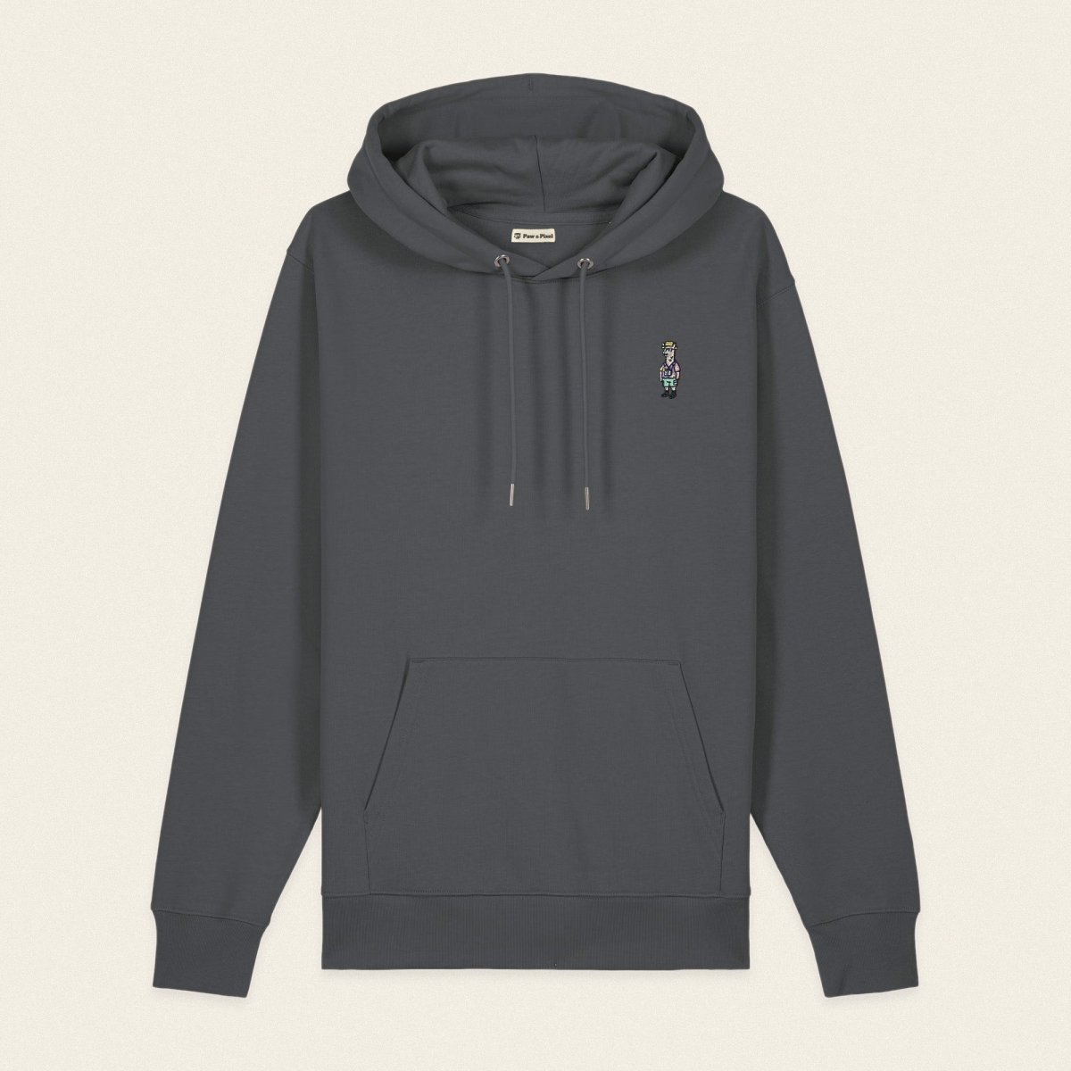 Bio Hoodie - Llama on Tour in Grau - Paw & Pixel Stickdesign