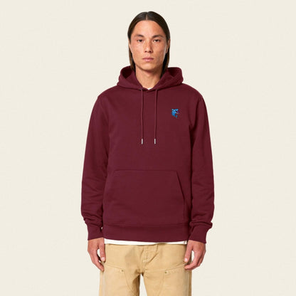 Bio Hoodie - Snack Attack in Burgunder - Paw & Pixel Stickdesign