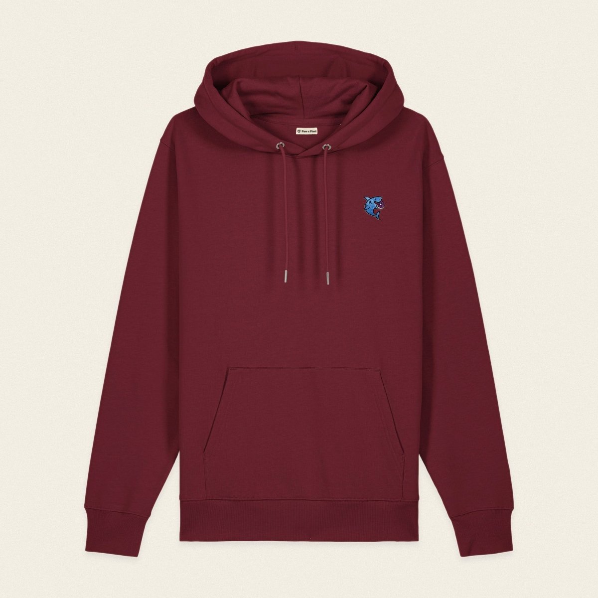 Bio Hoodie - Snack Attack in Burgunder - Paw & Pixel Stickdesign
