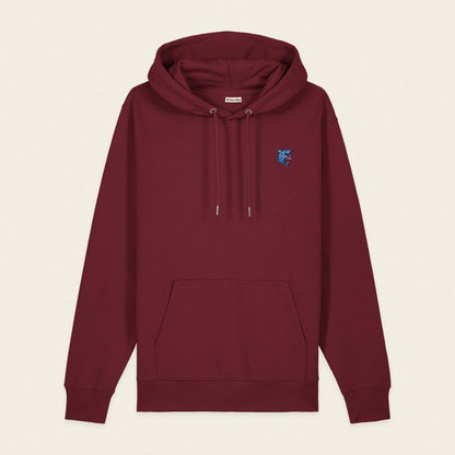 Bio Hoodie - Snack Attack in Burgunder - Paw & Pixel Stickdesign