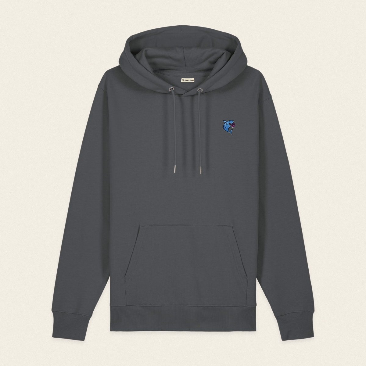 Bio Hoodie - Snack Attack in Grau - Paw & Pixel Stickdesign