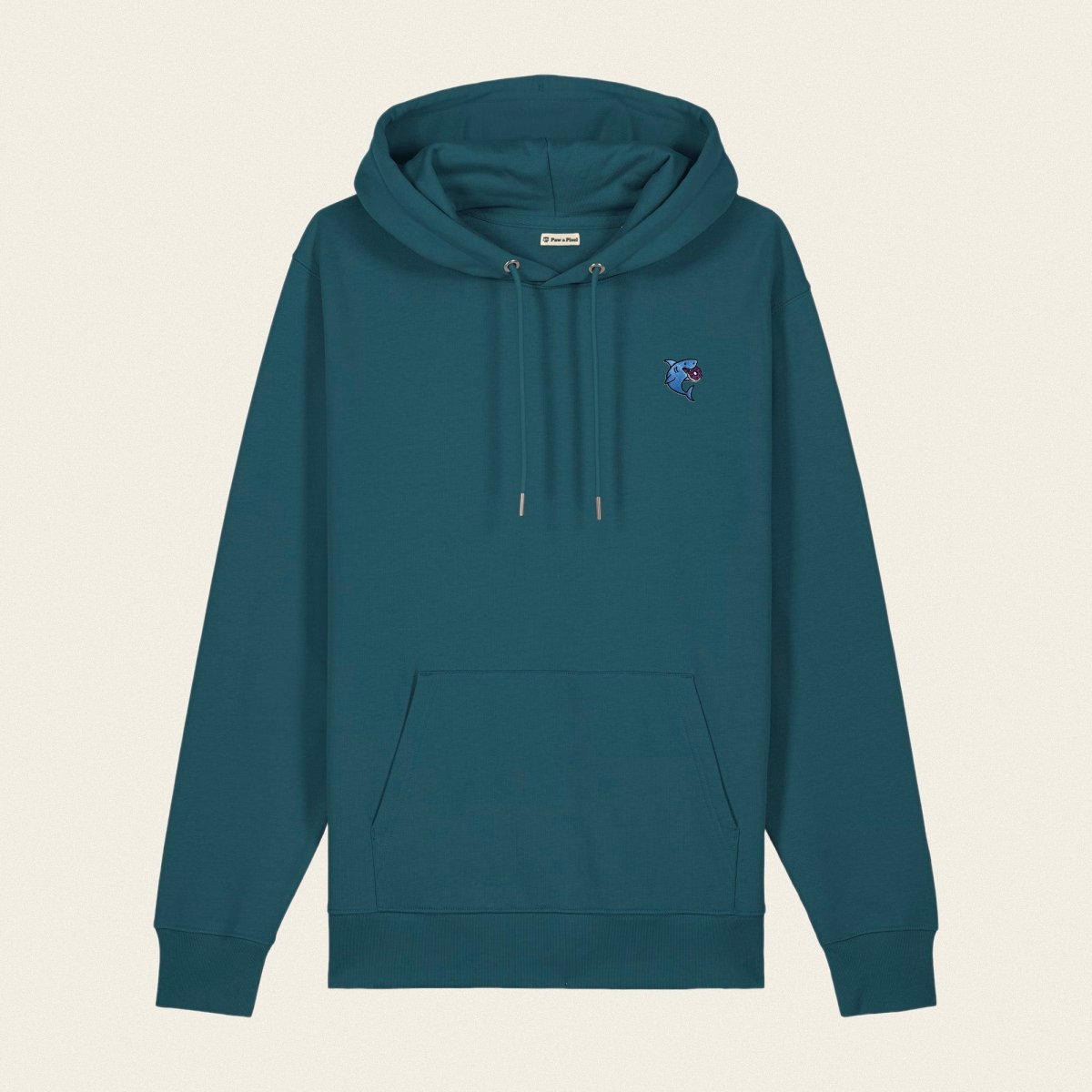 Bio Hoodie - Snack Attack in Petrol - Paw & Pixel Stickdesign