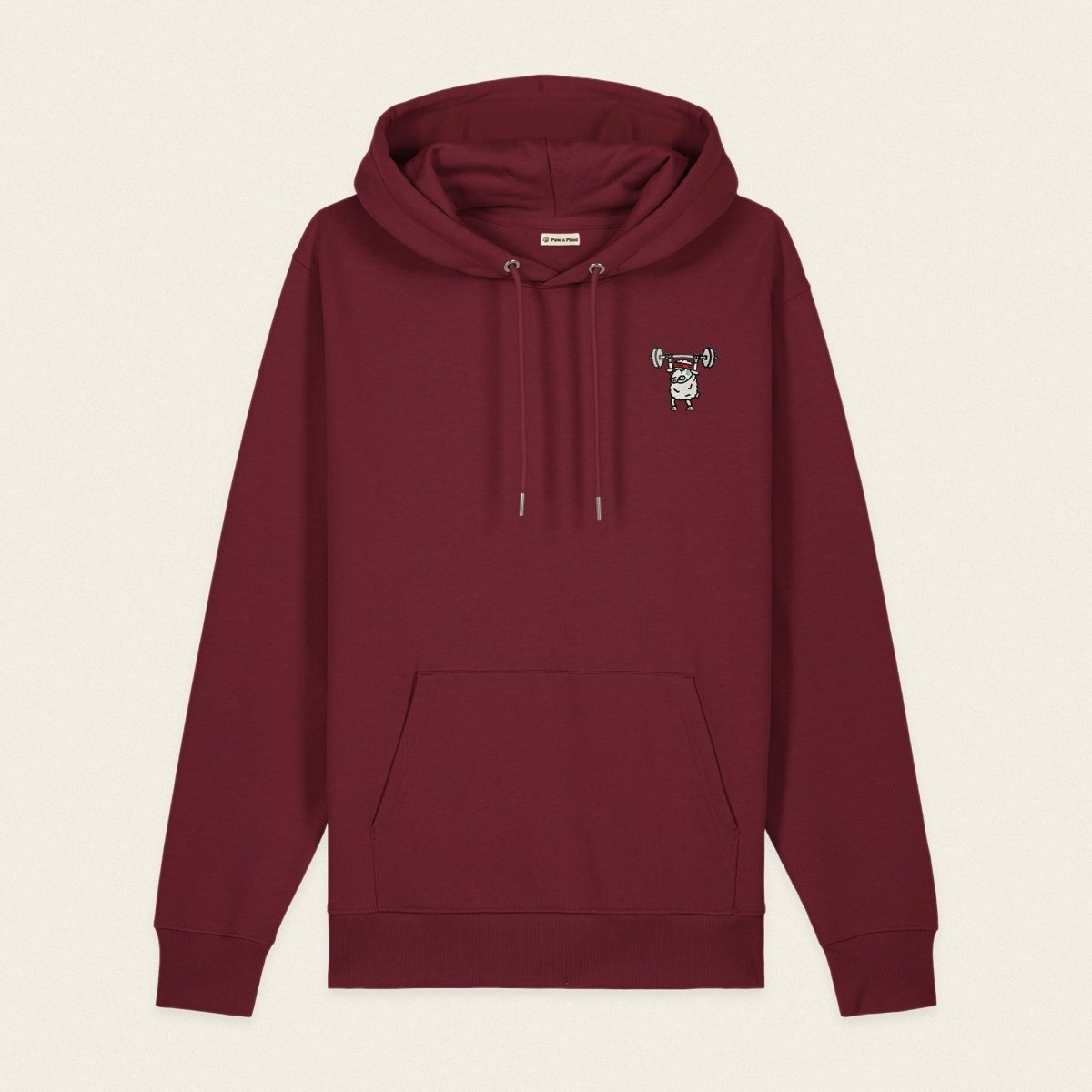 Bio Hoodie - Strong Sheep in Burgunder - Paw & Pixel Stickdesign