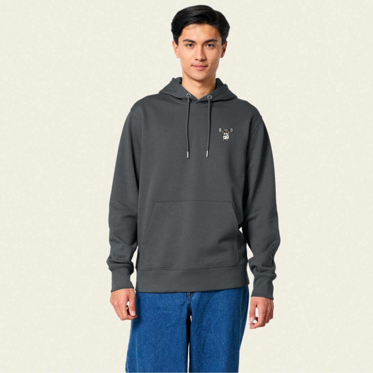 Bio Hoodie - Strong Sheep in Burgunder - Paw & Pixel Stickdesign