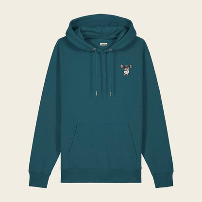 Bio Hoodie - Strong Sheep in Petrol - Paw & Pixel Stickdesign