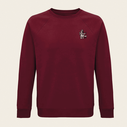 Bio Sweatshirt - BBQ Bär in Burgunder - Paw & Pixel Stickdesign