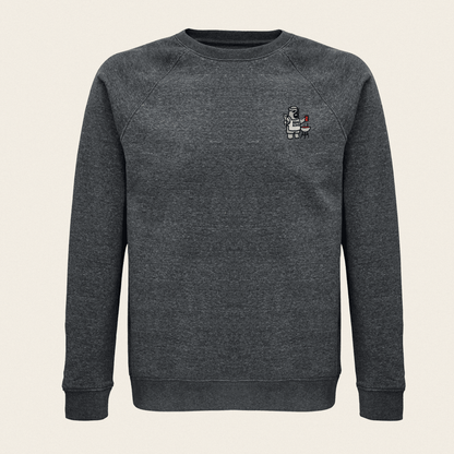 Bio Sweatshirt - BBQ Bär in Dunkelgrau - Paw & Pixel Stickdesign