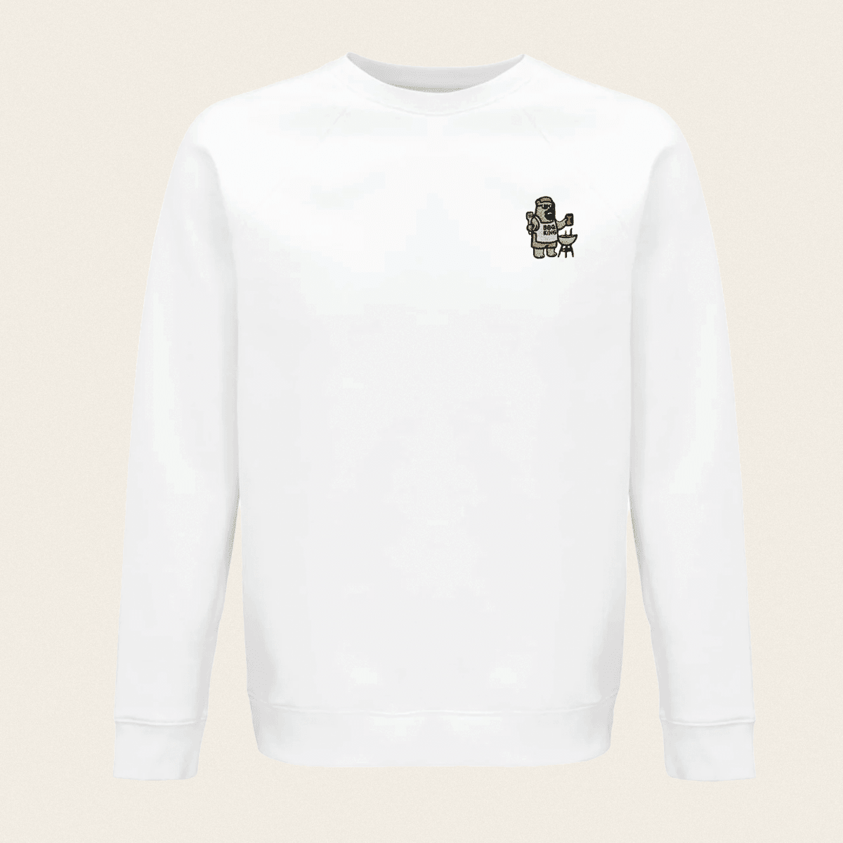 Bio Sweatshirt - BBQ Bär in Weiß - Paw & Pixel Stickdesign