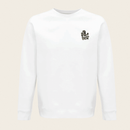 Bio Sweatshirt - BBQ Bär in Weiß - Paw & Pixel Stickdesign