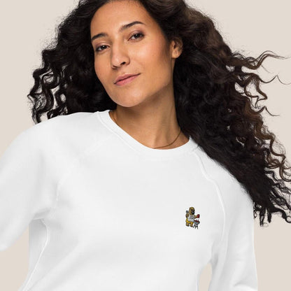 Bio Sweatshirt - BBQ Bär in Burgunder - Paw & Pixel Stickdesign