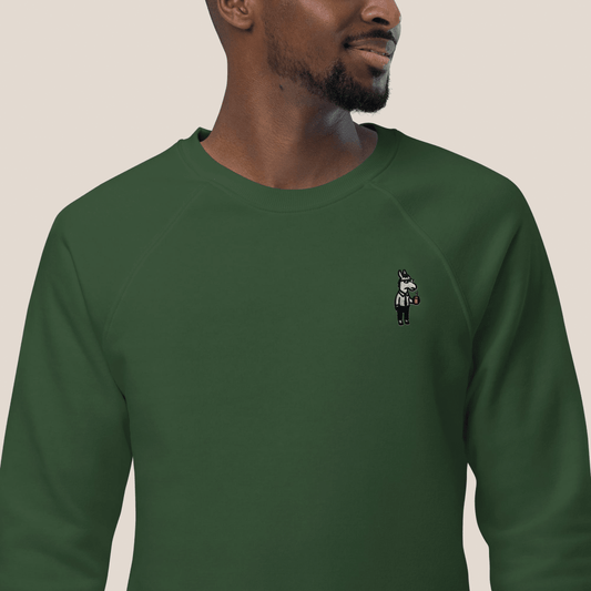 Bio Sweatshirt - Business Esel in Burgunder - Paw & Pixel Stickdesign