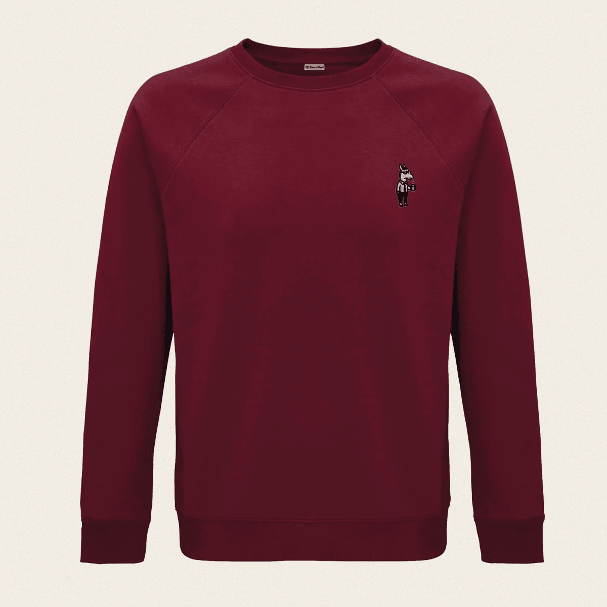 Bio Sweatshirt - Business Esel in Burgunder - Paw & Pixel Stickdesign