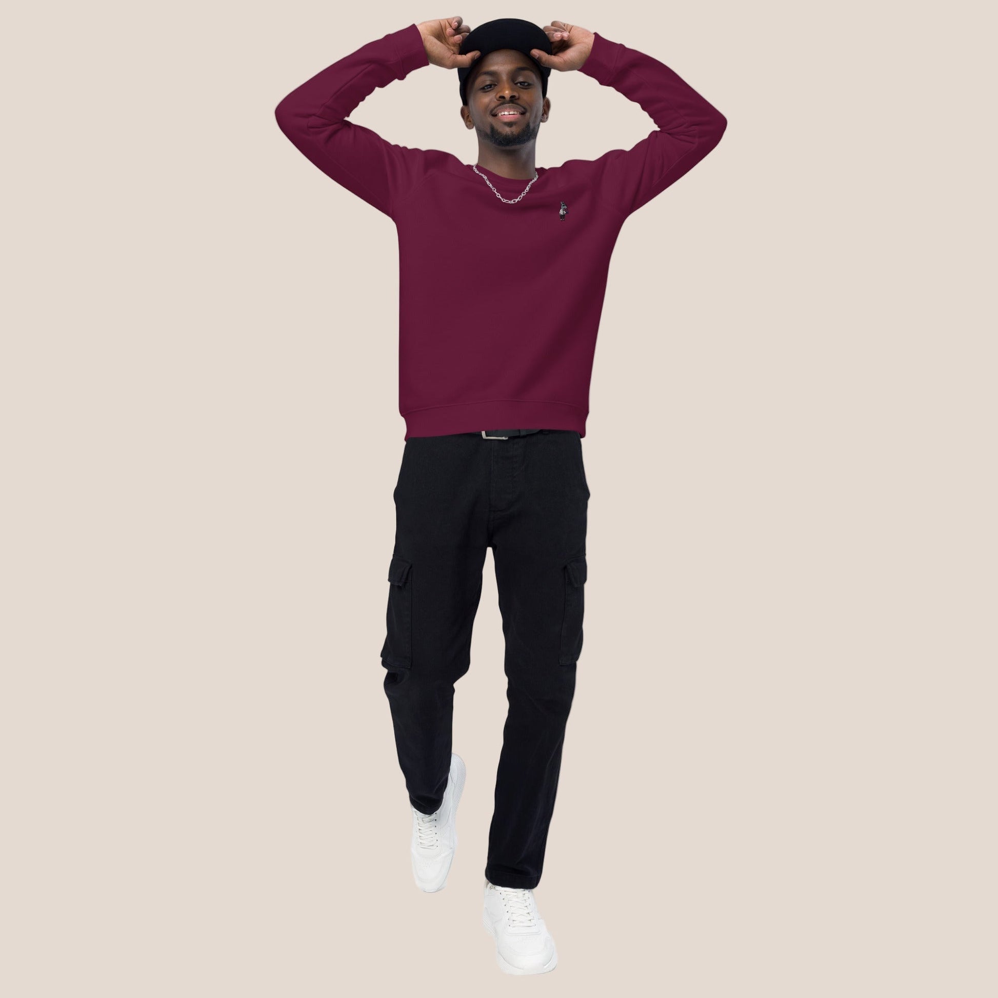 Bio Sweatshirt - Business Esel in Burgunder - Paw & Pixel Stickdesign