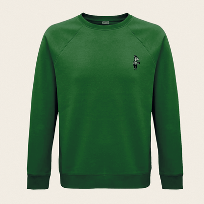 Bio Sweatshirt - Business Esel in Waldgrün - Paw & Pixel Stickdesign