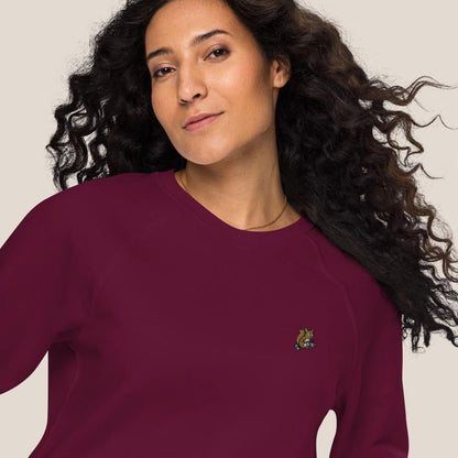 Bio Sweatshirt - Coffee Junkie in Burgunder - Paw & Pixel Stickdesign