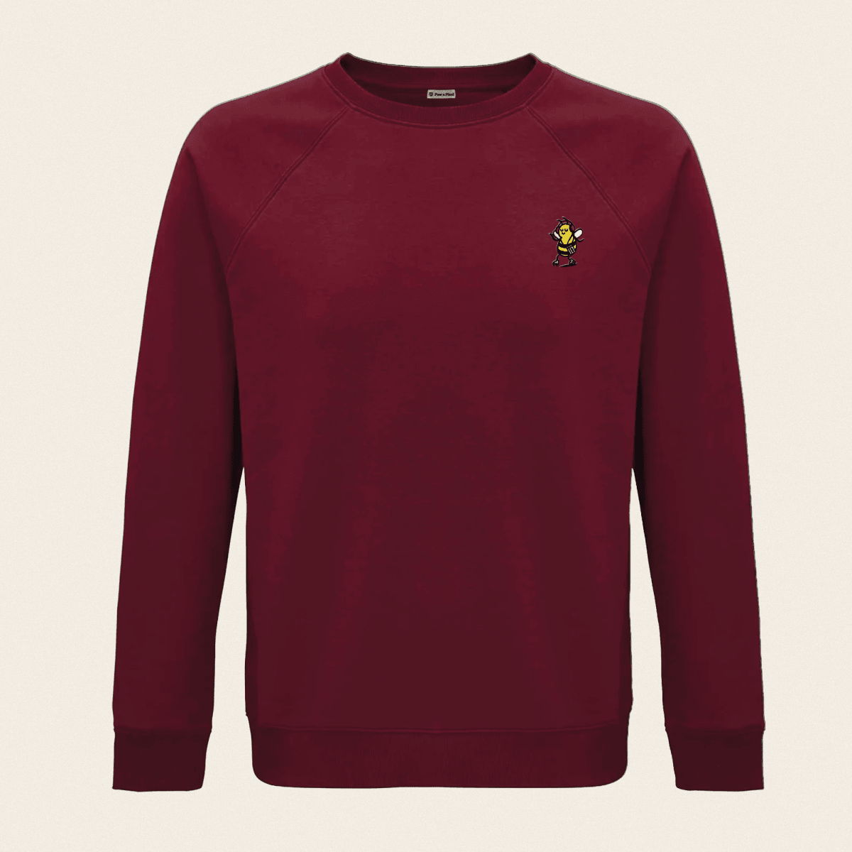 Bio Sweatshirt - Groovy Bee in Burgunder - Paw & Pixel Stickdesign