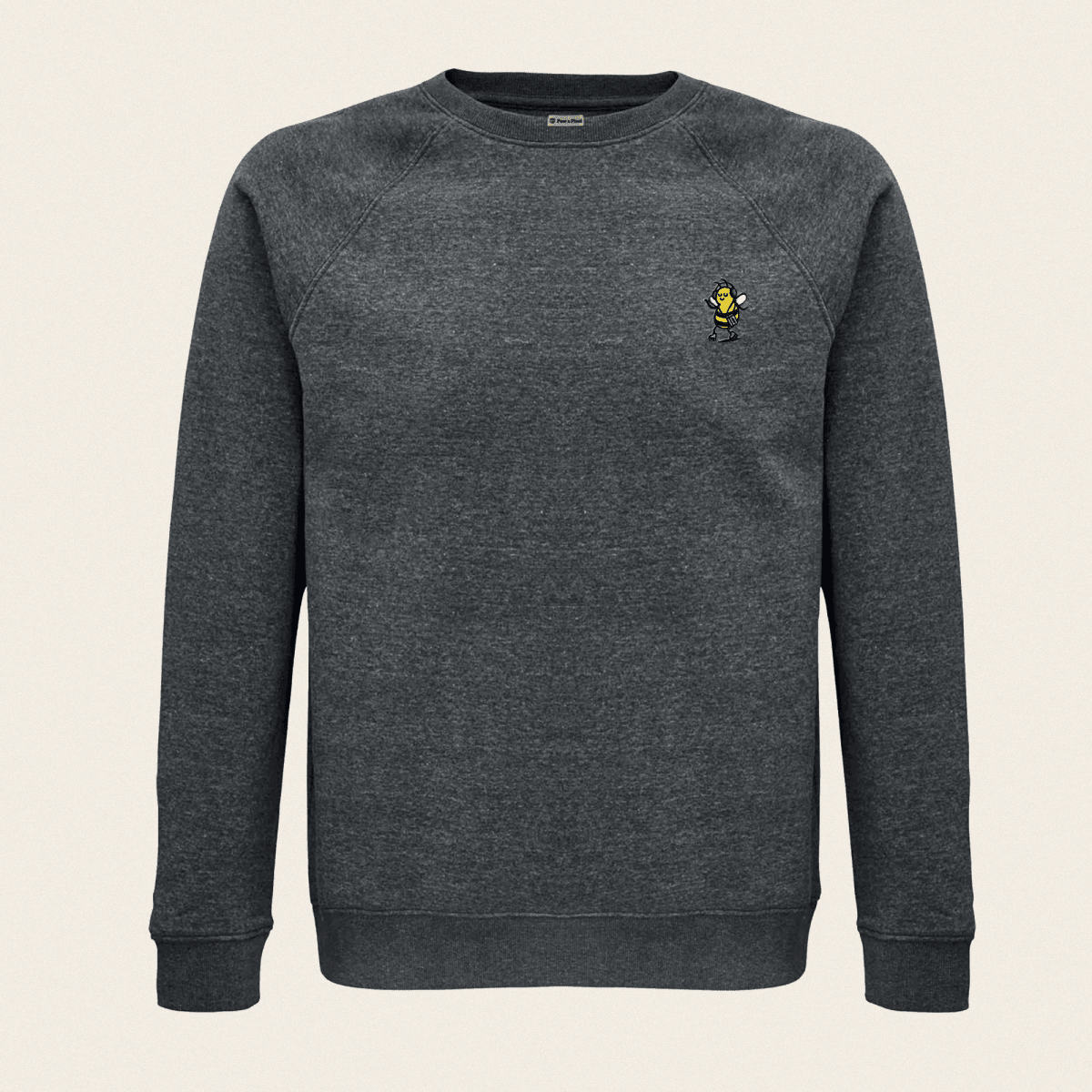 Bio Sweatshirt - Groovy Bee in Dunkelgrau - Paw & Pixel Stickdesign