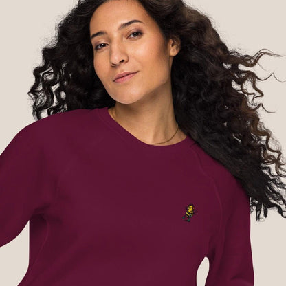 Bio Sweatshirt - Groovy Bee in Burgunder - Paw & Pixel Stickdesign