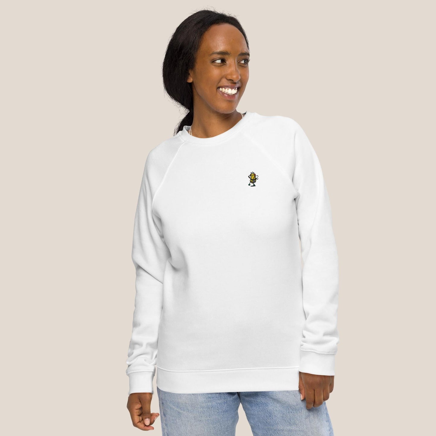 Bio Sweatshirt - Groovy Bee in Burgunder - Paw & Pixel Stickdesign