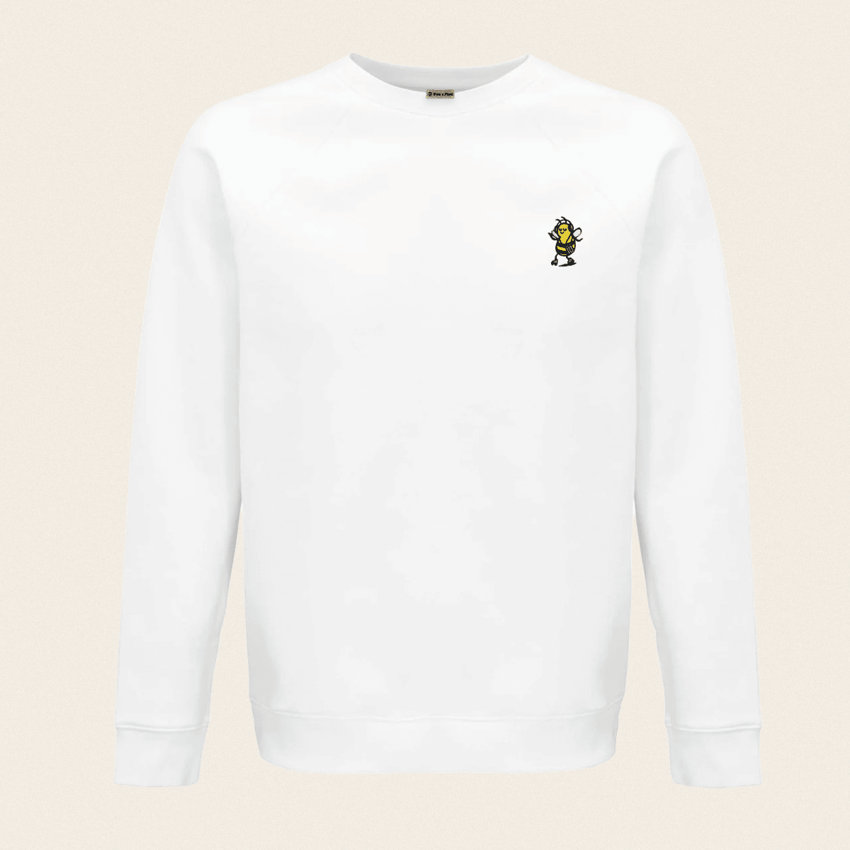 Bio Sweatshirt - Groovy Bee in Weiß - Paw & Pixel Stickdesign