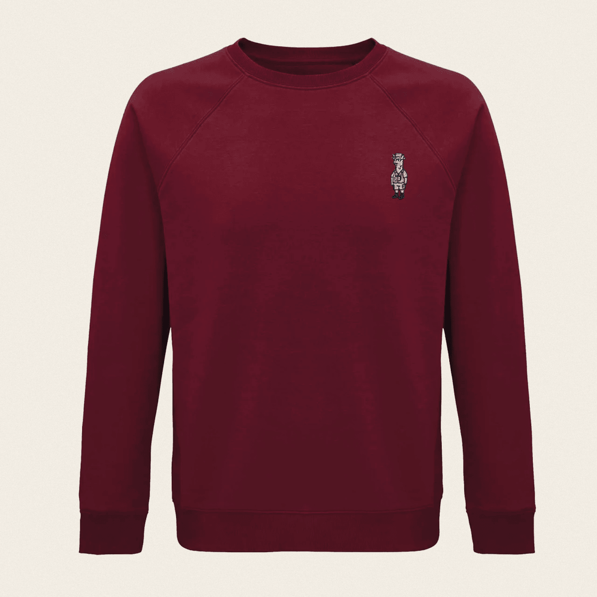 Bio - Sweatshirt - Llama on Tour in Burgunder - Paw & Pixel Stickdesign
