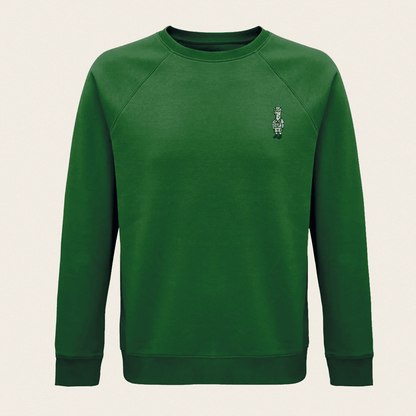 Bio - Sweatshirt - Llama on Tour in Waldgrün - Paw & Pixel Stickdesign