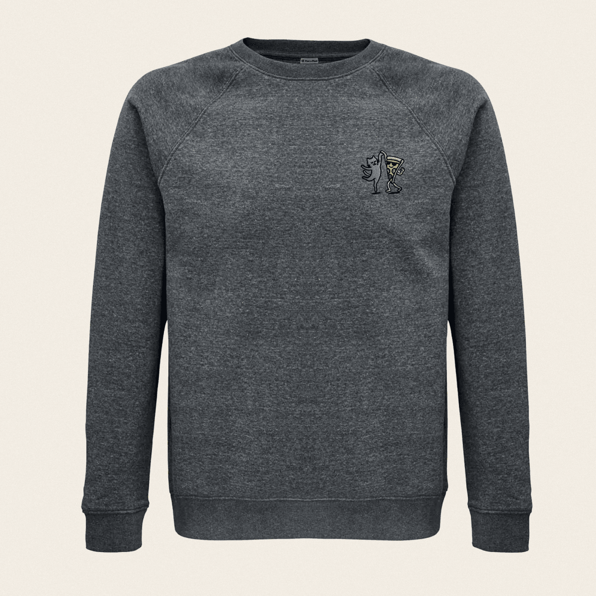 Bio - Sweatshirt - Party Cat in Dunkelgrau - Paw & Pixel Stickdesign