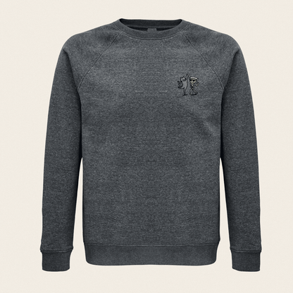 Bio - Sweatshirt - Party Cat in Dunkelgrau - Paw & Pixel Stickdesign