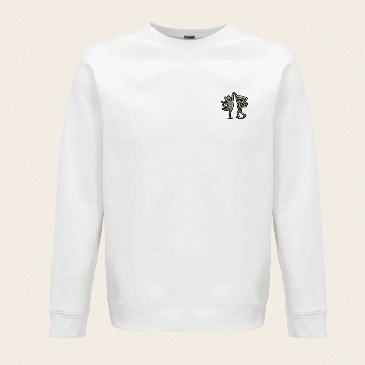 Bio - Sweatshirt - Party Cat in Weiß - Paw & Pixel Stickdesign