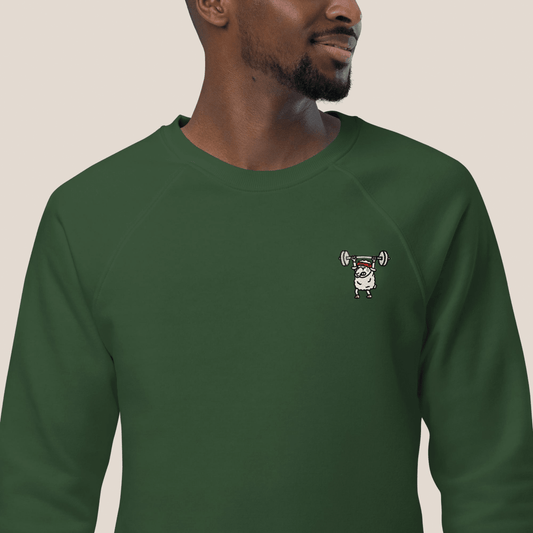Bio Sweatshirt - Strong Sheep in Burgunder - Paw & Pixel Stickdesign