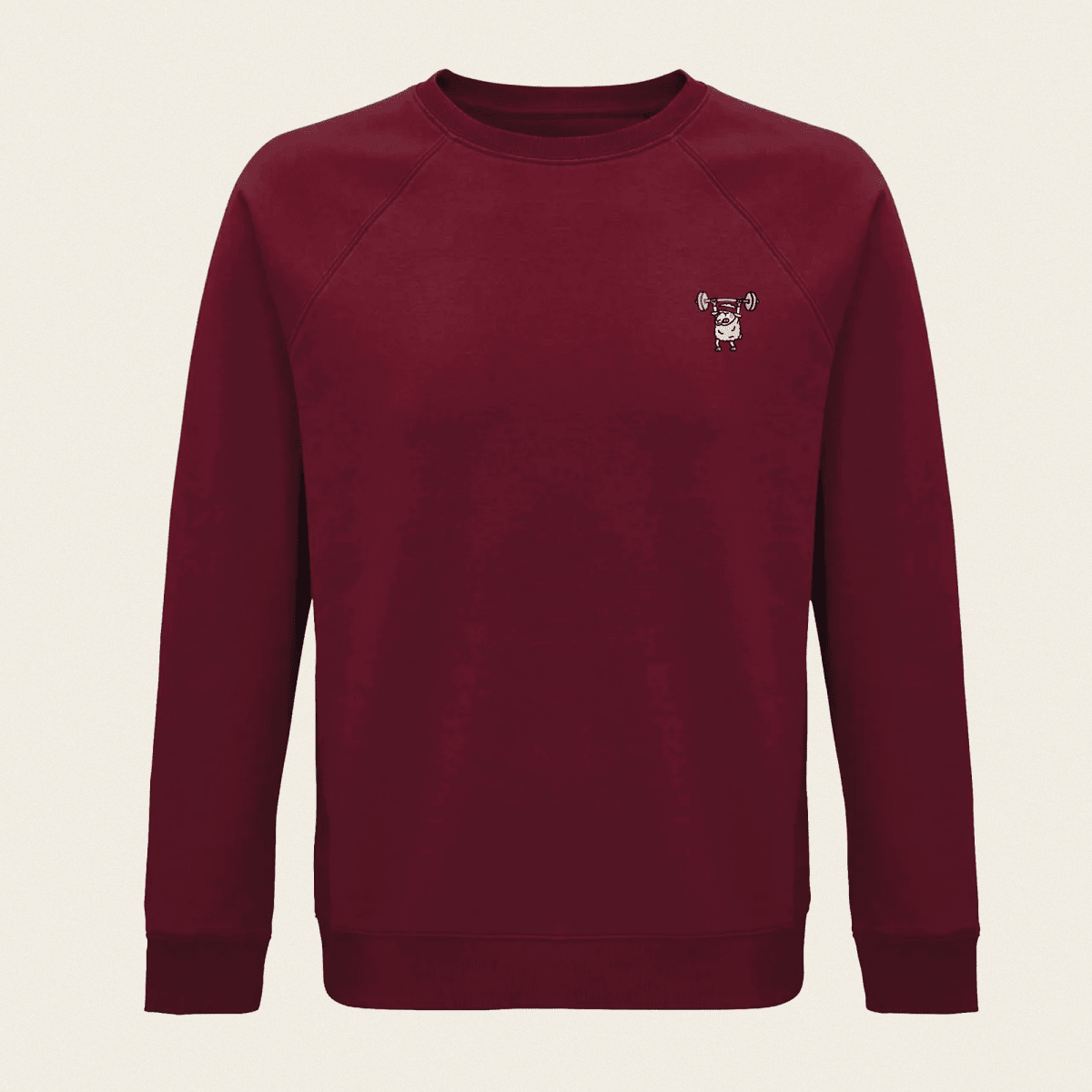 Bio Sweatshirt - Strong Sheep in Burgunder - Paw & Pixel Stickdesign