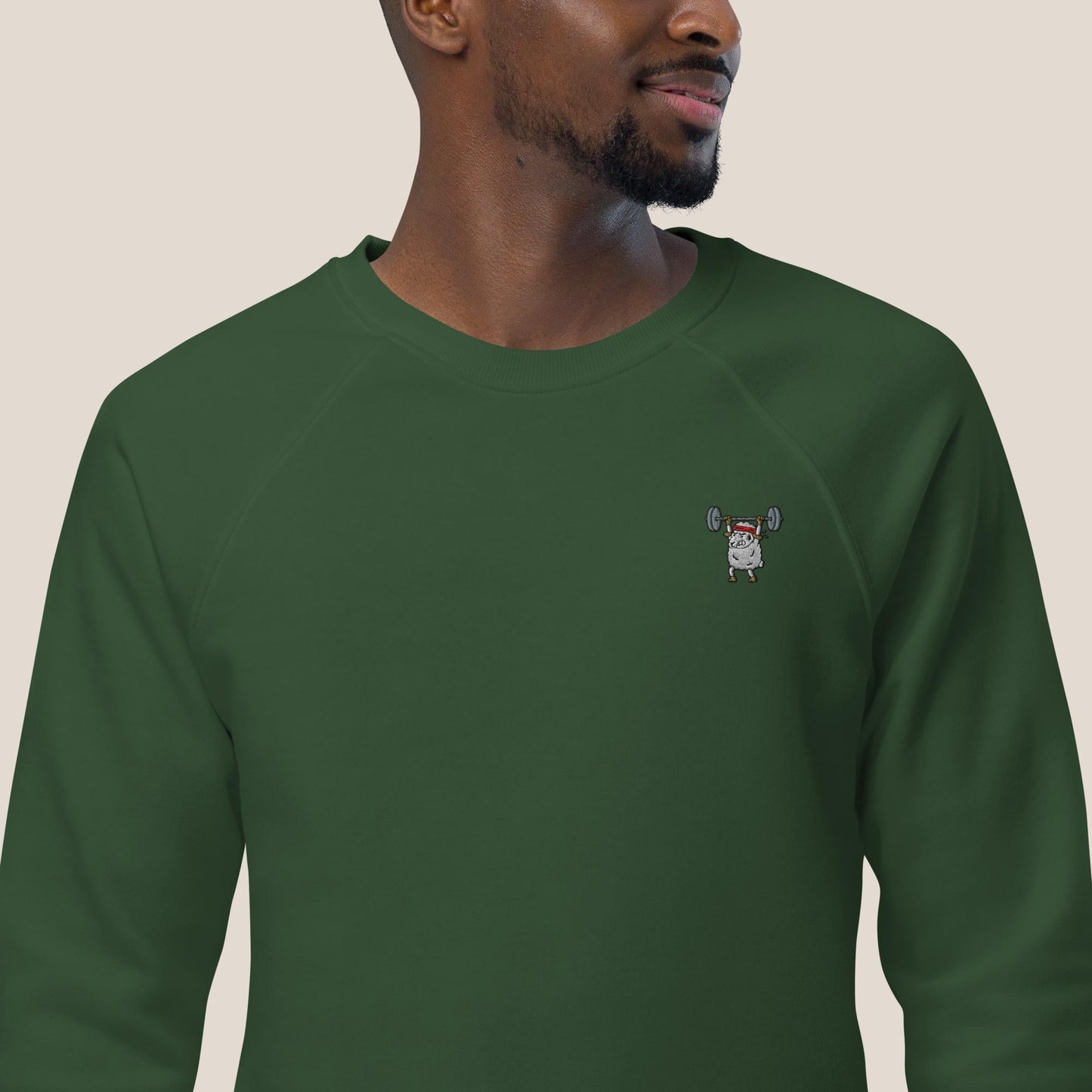 Bio Sweatshirt - Strong Sheep in Burgunder - Paw & Pixel Stickdesign