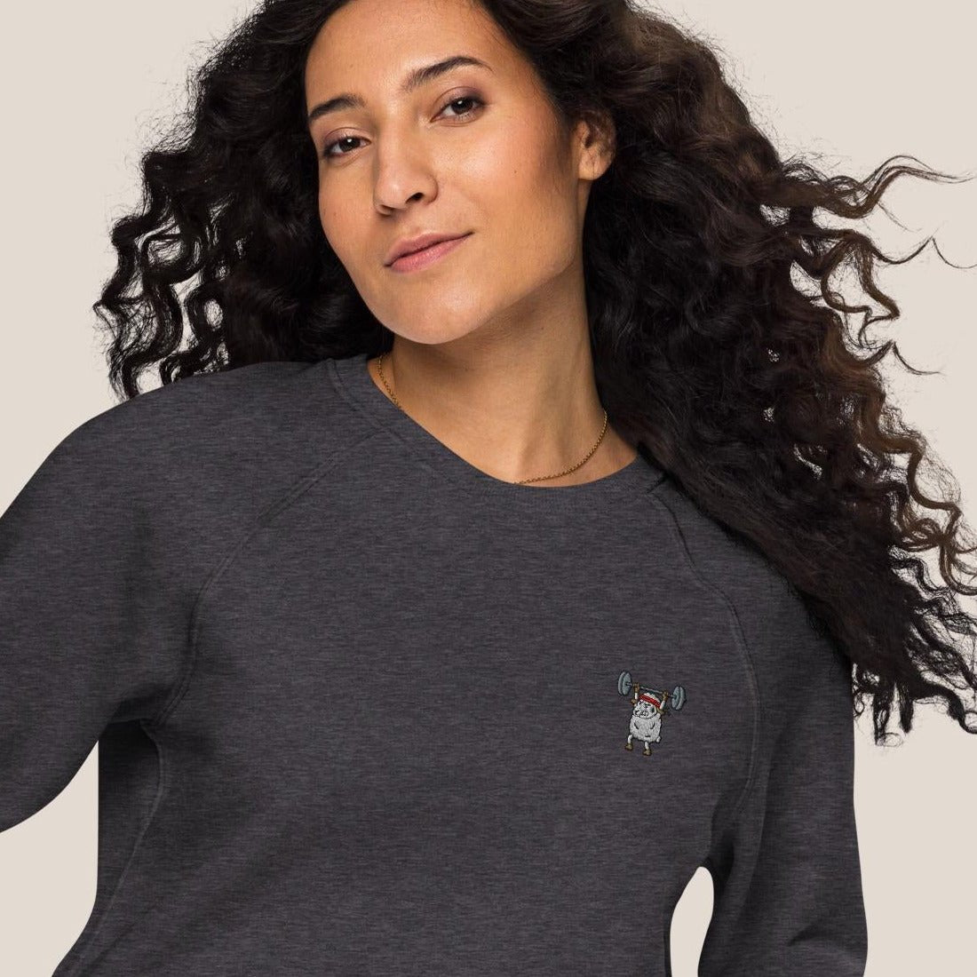 Bio Sweatshirt - Strong Sheep in Burgunder - Paw & Pixel Stickdesign
