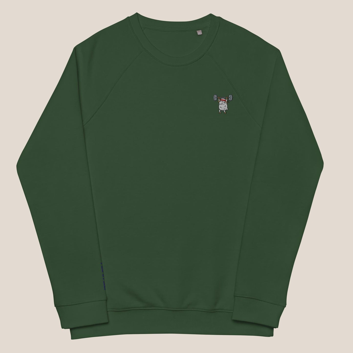 Bio Sweatshirt - Strong Sheep in Waldgrün - Paw & Pixel Stickdesign